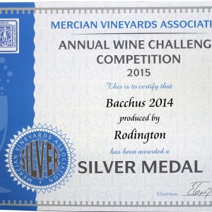 Bacchus 2014 – Mercian Vineyards Association Annual wine Challenge 2015 Silver medal